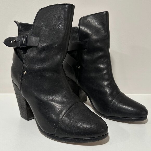 Rag & Bone Women's Kinsey Black Leather Boot Size 38.5 / 8.5 - Picture 1 of 8